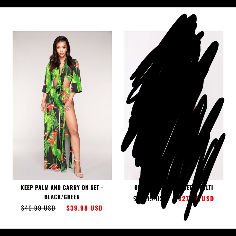 Keep palm and carry on fashion nova set